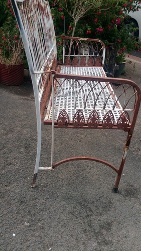 Rare wrought iron garden bench - rare,