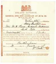 (I.B) QV Revenue : Carriage Licence £2 2/- (more than four wheels)