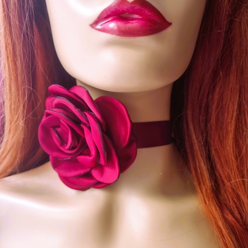 Big rose flower choker - flower,