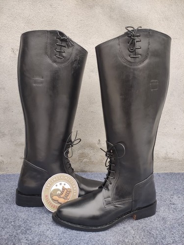 Handmade black tall boot - black,