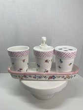Liz Claiborne Raspberry Patch Shabby chic Bathroom Vanity Set Floral Vintage