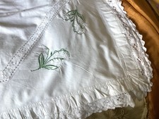 Vintage Embroidered White Cotton Top Sheet 150Wx214cms