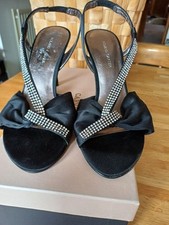 New Roland Cartier black satin & crystal evening/occasion sandals Size 40 (UK 7)