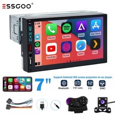 7" Single 1 DIN Apple CarPlay Car Stereo Radio Android Auto AUX FM USB w/Camera