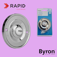 Byron Wired Door Bell Push Button/Round/Chrome - 2207P1BC - New