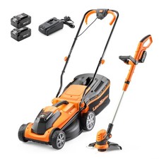 LawnMaster Cordless Lawnmower Set - MX 24V 34cm Lawn Mower & Grass Trimmer Set