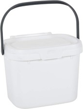 Addis 518252 Kitchen Compost Caddy Bin 4.5L Food Waste White Silver Plastic Bin
