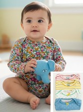 MINI BODEN Baby Girls Bodysuit Long Sleeved Soft Cotton Floral Pink Yellow Blue 