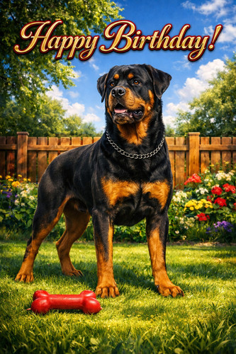 Rottweiler birthday card - rottweiler,