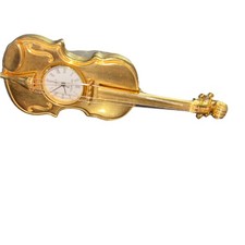 Gold Guitar Clock WM. WIDDOP Miniature Needs new battery