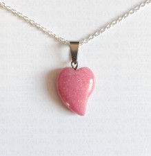 Heart Quartz Necklace Pink