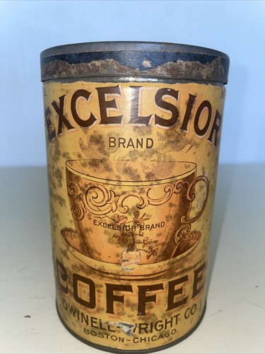 Excelsior brand coffee tin - excelsior,