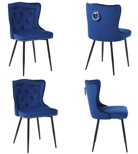 Set blue velvet dining - set,