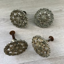 Set 4 Round Vintage Drawer Handles Pulls Knobs Decorative Silver Colour Antique