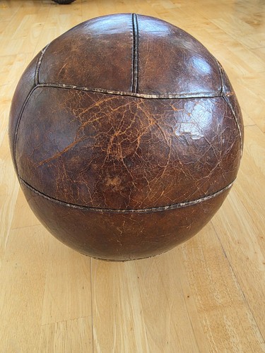 Antique leather medicine ball - leather,
