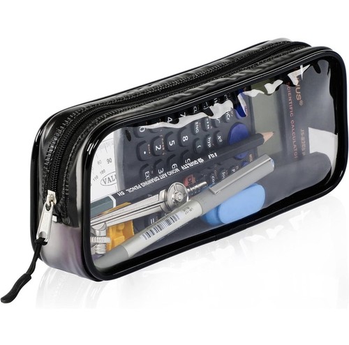 Clear black pencil case - black,