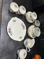 Vintage Duchess English Bone China Violets Tea Coffee  Set Cups Saucers