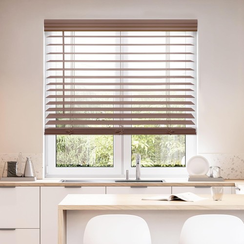 Cordless faux wood blind - wood,