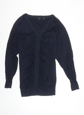 Ted Baker Women's Blue V-Neck Long Sleeve Tunic Blouse XS