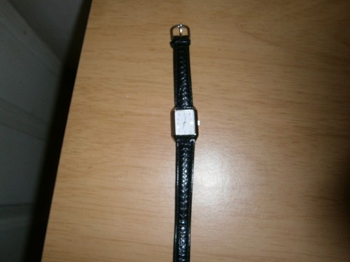 Black leather womens quartz