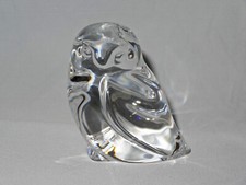 Vintage Hadeland Norway Clear Crystal Glass Owl Figurine - 2.5" High Paperweight