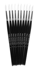 PACK 10 SIZE 6 WHITE SYNTHETIC SABLE ROUND ARTIST ACRYLIC CRAFT PAINT BRUSHES