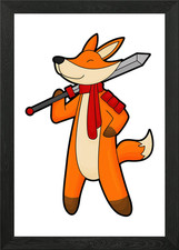 Fox Warrior Sword Framed Wall