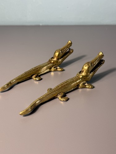 Vintage brass crocodile - 2,