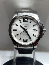 Mens Stainless Steel Auto Wind Longines Conquest Wrist Watch