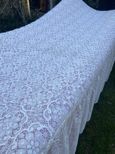 Vintage Bedspread Single Bed Lace With Dusky Pink Lining Floral Lace