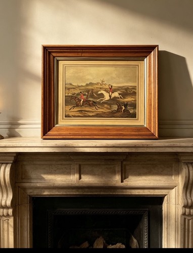 Vintage hunting print framed - hunting,