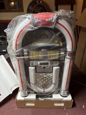 BNIB Steepletone CD Rock Record Jukebox Limited Edition Dark Cherry and speakers