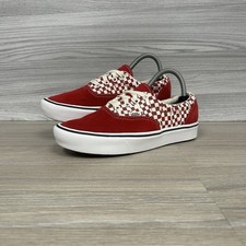 Vans Comfycush Era 44 Trainers Size 5 Shoes Checkerboard Red White Suede