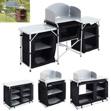 Camping Field Kitchen Staion Outdoor Picnic Folding Storage Cooking Table Shelf