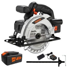 TEENO Cordless Circular Saw Electric Brake Wood Cutter w/4.0Ah Battery+Charger