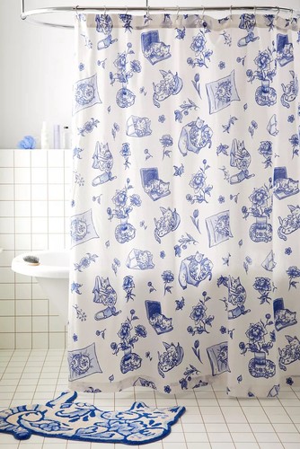 Delft cat shaped - delft, tufted