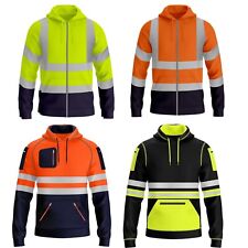 Hi Vis Viz High Visibility Pocket Pullover Safety Work Security Sweatshirt Hoody