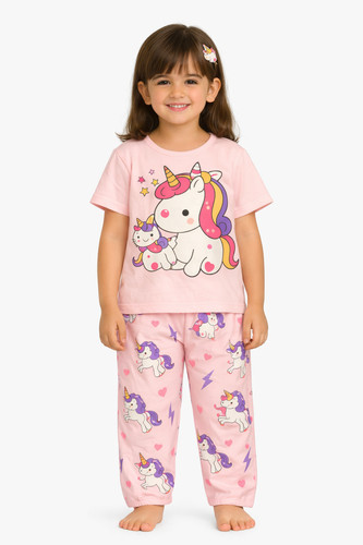 Girls pink unicorn pajama - girls',