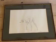 LARGE ANTIQUE SALUKI DOG FRAWING1970 KENNEL CLUB EXHIBITION 2008 SIGNED 