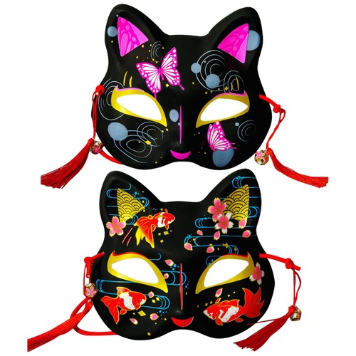 Japanese half face fox mask - face,