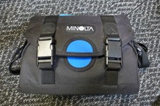 Genuine Minolta Camera Bag With Shoulder Strap Black & Blue 10” x 8” x 5”