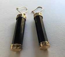 9ct gold whitby jet Antique Earrings 