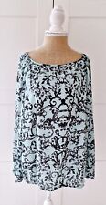 Linea Tesini Ladies Mint Black Print Long Sleeve Blouse Top Size 18 NEW