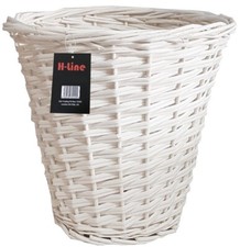 WICKER WILLOW BASKET WHITE STORAGE BIN WASTE PAPER BATHROOM COUNTRY STYLE BIN