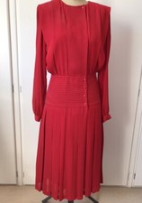 Parigi Vintage 1920s/1980s Style Red Midi Dress padded shoulders UK Size 8