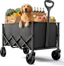 Folding Wagon Cart For Auction Adjustable Handle Heavy Duty Black