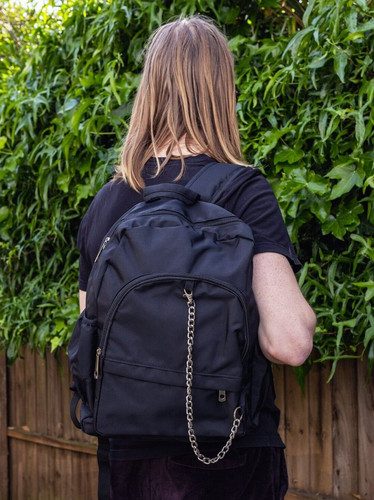 Plain black backpack with - plain,