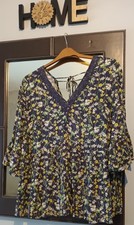 Womens Pretty Bell Sleeve Gypsy Top Size Approx Uk 24 See Pics For Measurements