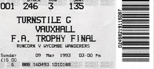 TICKET: FA TROPHY FINAL 1993 Runcorn v Wycombe Wanderers - EXCELLENT