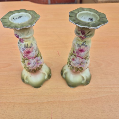 Pair vintage porcelain floral - pair,